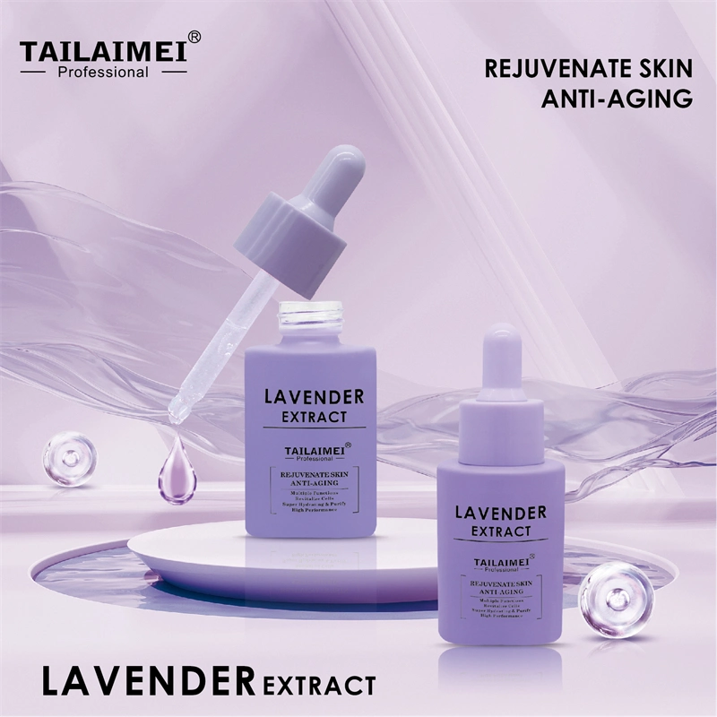 Custom Logo Lavender Extract Anti-Aging Serum Natural Organic Hydrating Revitalize Skin Rejuvenation Face Care Brightening Serum