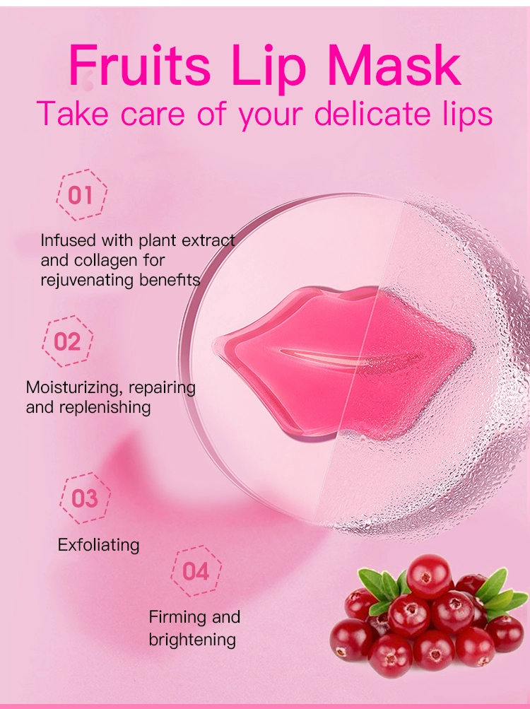 Factory Sell Beauty Sheet Lipmask Patches Wrinkle Moisturizer Plumper Lips Care Gel Vegan Fruit Lip Care Mask