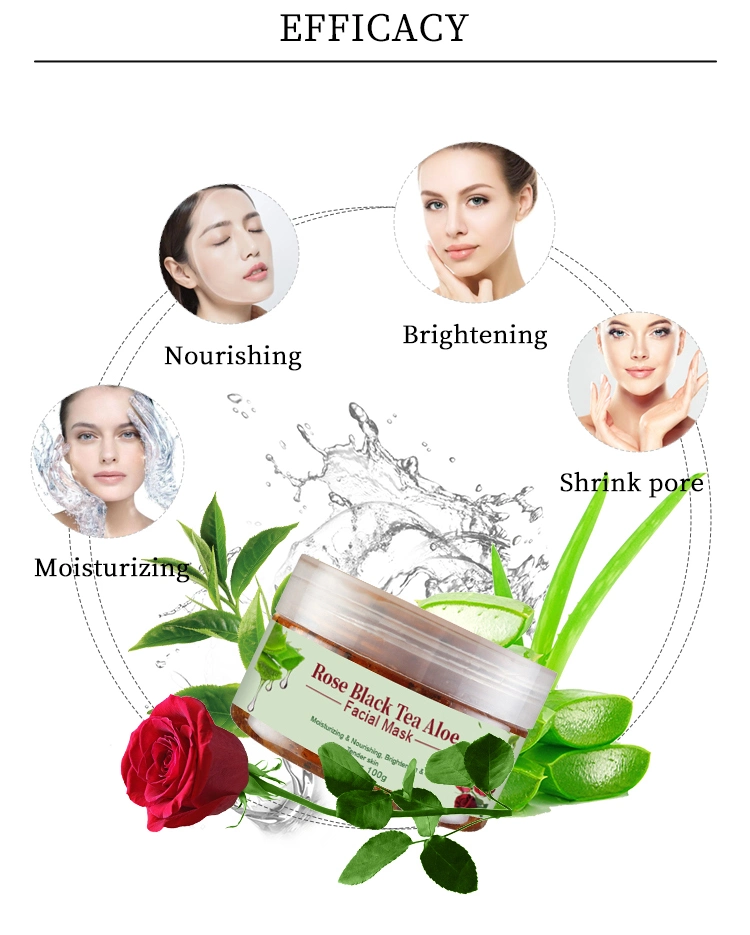 Cosmetic Skin Care Natural Aloe Black Tea Rose Moisturizing Nourishing Brightening Jelly Facial Mask