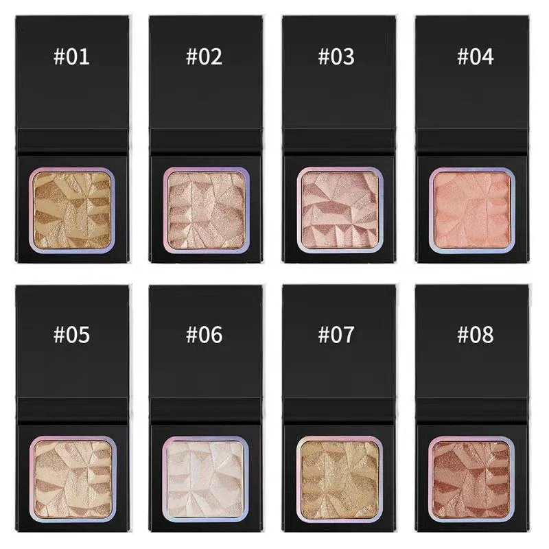 8 Colors DIY Black Pink White Vegan Make up Glow Face Illuminating Makeup Highlighter Powder Pressed Highlighter