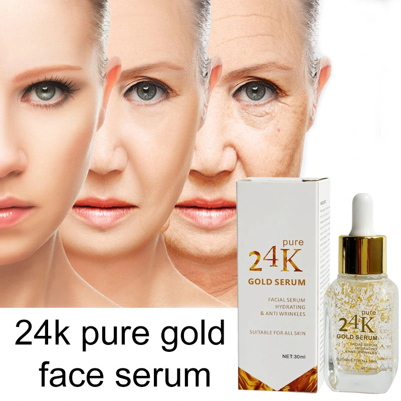 Wholesale 24K Gold Serum Private Label Organic Pure Gold Whitening Glow Anti Wrinkle Acne Aging Repair 24K Gold Face Serum