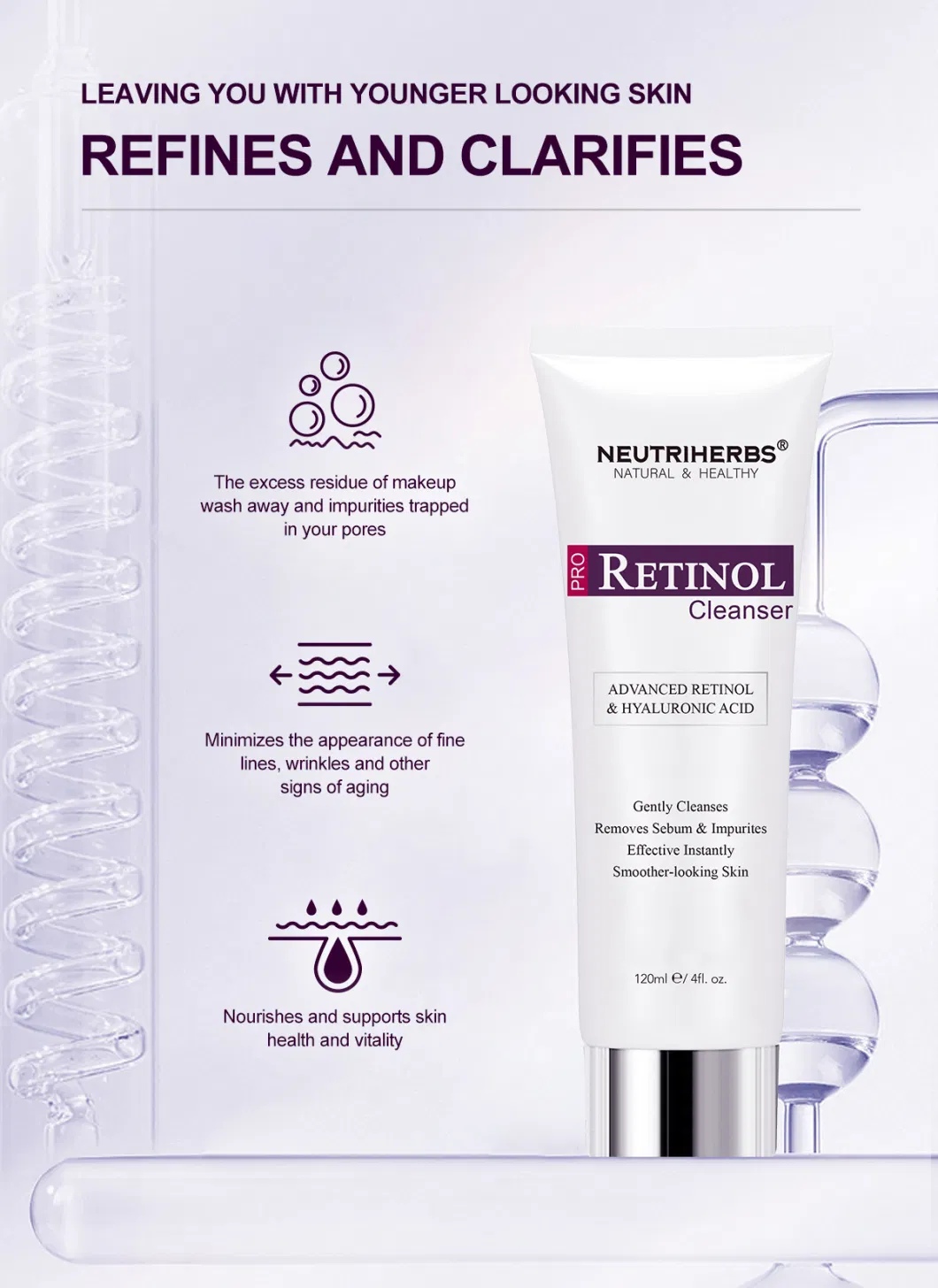 OEM Skin Care Smooth The Skin Skin Remove Dirt Retinol Face Cleanser