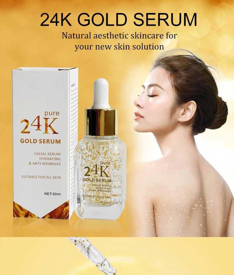 Wholesale 24K Gold Serum Private Label Organic Pure Gold Whitening Glow Anti Wrinkle Acne Aging Repair 24K Gold Face Serum