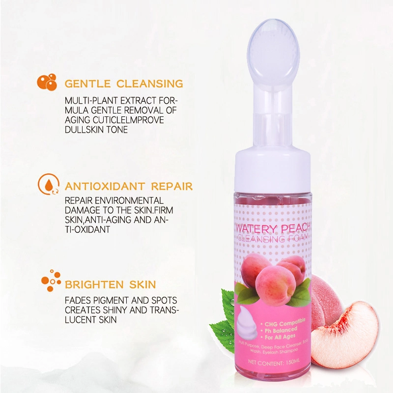 Wholesale OEM Natural Organic Gentle Foam Face Wash Multi -Vitamin Peach Facial Cleanser in Stock