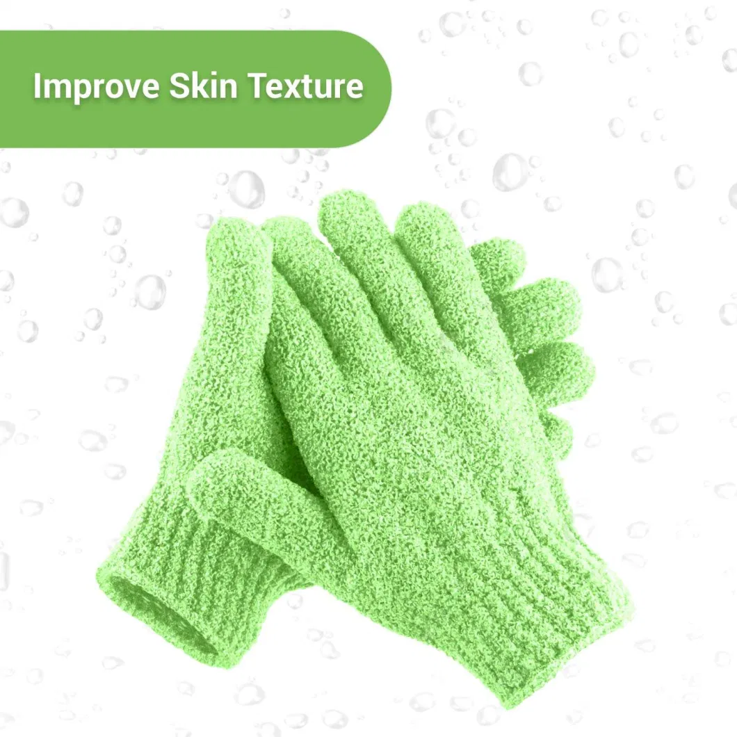 2023 Hot Double Sided Five Fingers Gloves Shower Brushes SPA Massage Dead Skin Remover Body Scrubber Exfoliating Bath Gloves