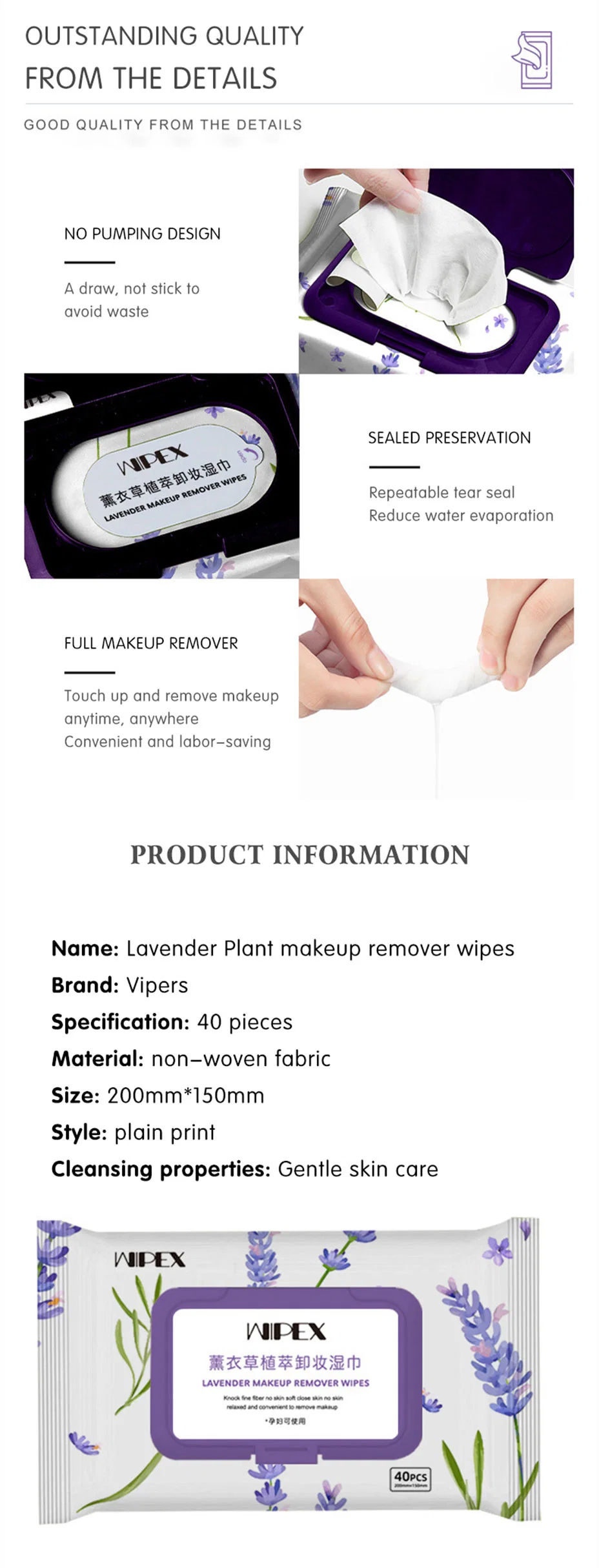 Female Coconut Oil Facial Makeup and Cosmetic Remove Wipes