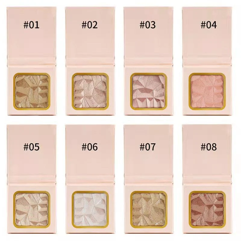 8 Colors DIY Black Pink White Vegan Make up Glow Face Illuminating Makeup Highlighter Powder Pressed Highlighter