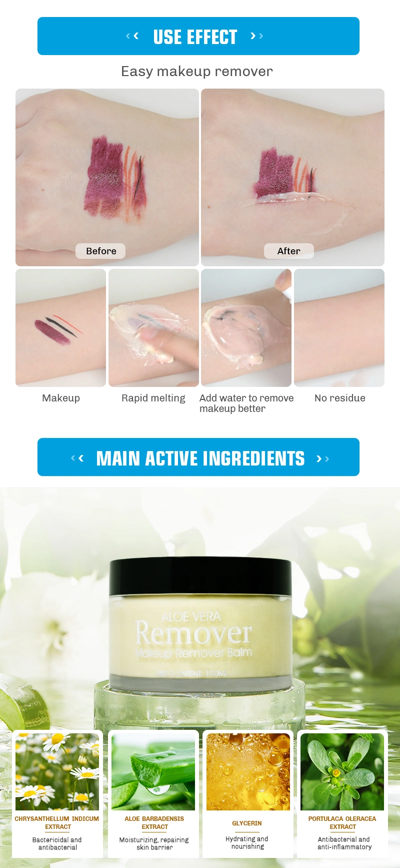 Private Label Makeup Remover Balm Nourishing Face and Eye Cleansing Balm