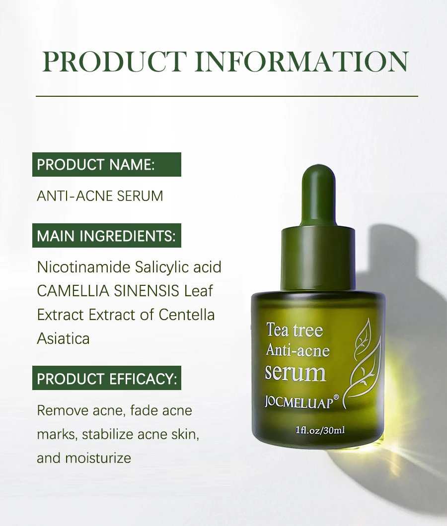 Free Sample Customization Tea Tree Anti Acne Face Skin Care Serum Herbal Plant Anti Aging Moisturizing Whitening Face Serum