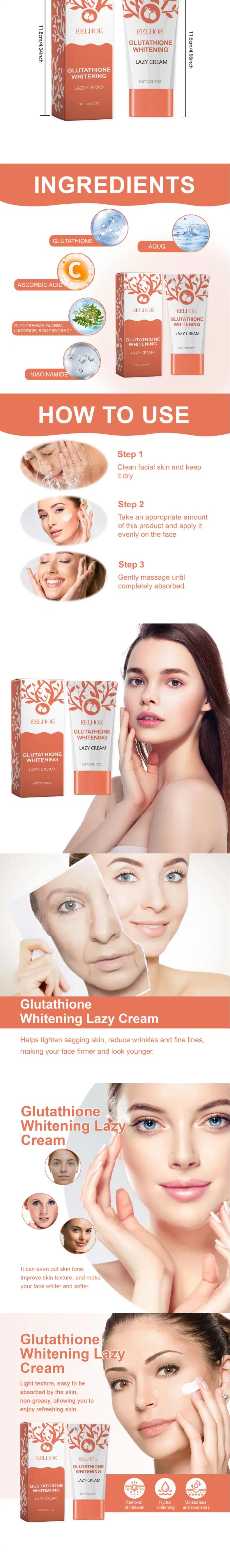 Online Wholesale in Stock Gluta Whitening Lazy Cream Niacinamide Brightening Skin Long Lasting Moisturizing Skin Whitening Cream