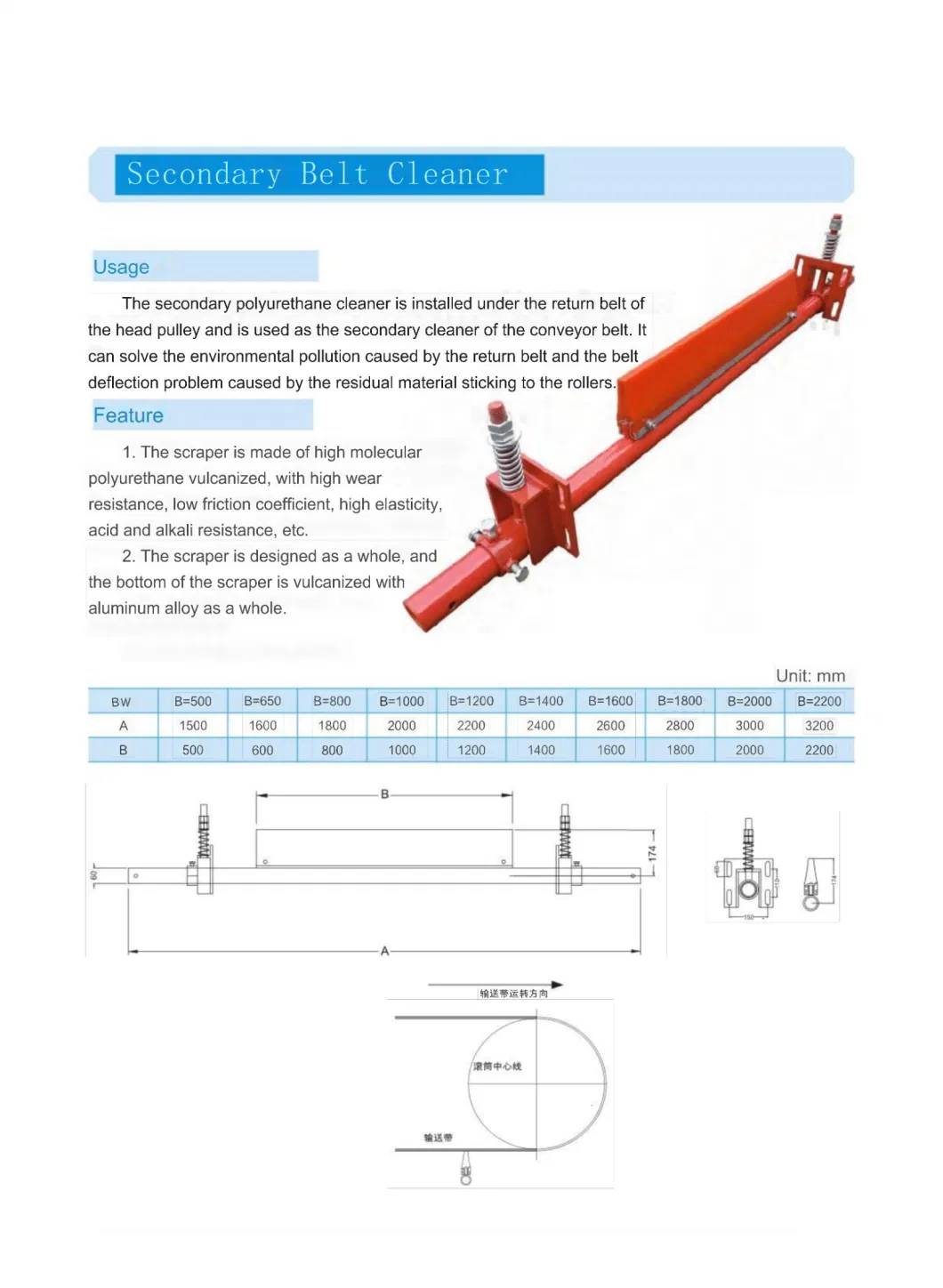 Bw2000 High Quality Heavy Duty Alloy Belt Cleaner