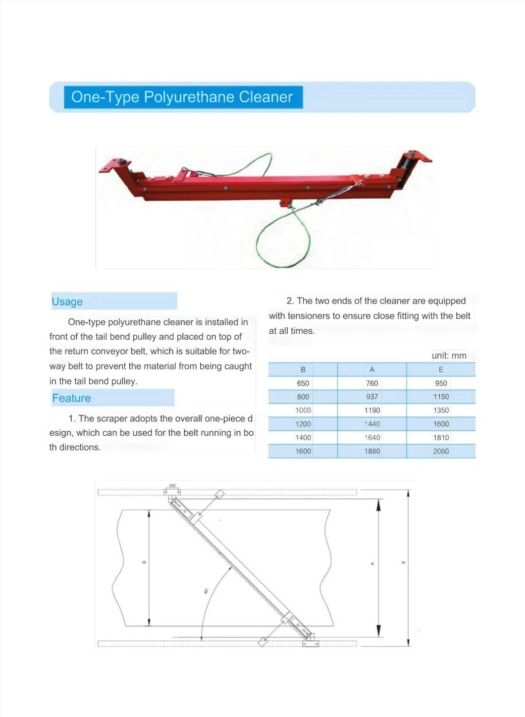 Bw2000 High Quality Heavy Duty Alloy Belt Cleaner