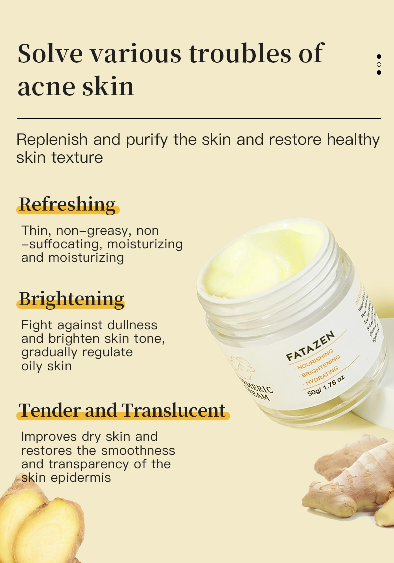 Moisturizing Acne Removing Brighten Skin Tone Pore Shrinking Refreshing Turmeric Facial Cream