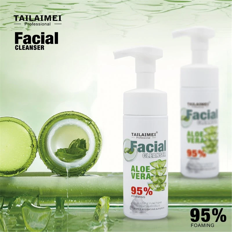 Tlm 95% Foam Aloe Vera Facial Cleanser Skin Care Face Deep Cleansing Makeup Remover Oil Control Foaming Facial Cleanser