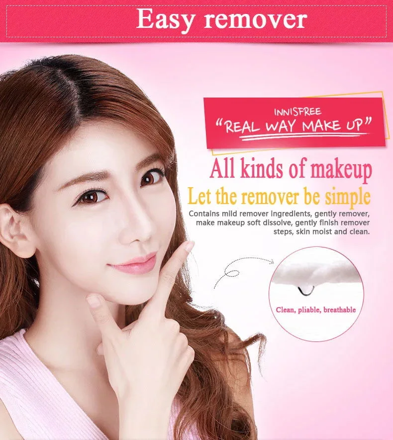 OEM Natural Female Moisturizing Cleanser Makeup Remover, Makeup Remover Towel, Makeup Remover Pad