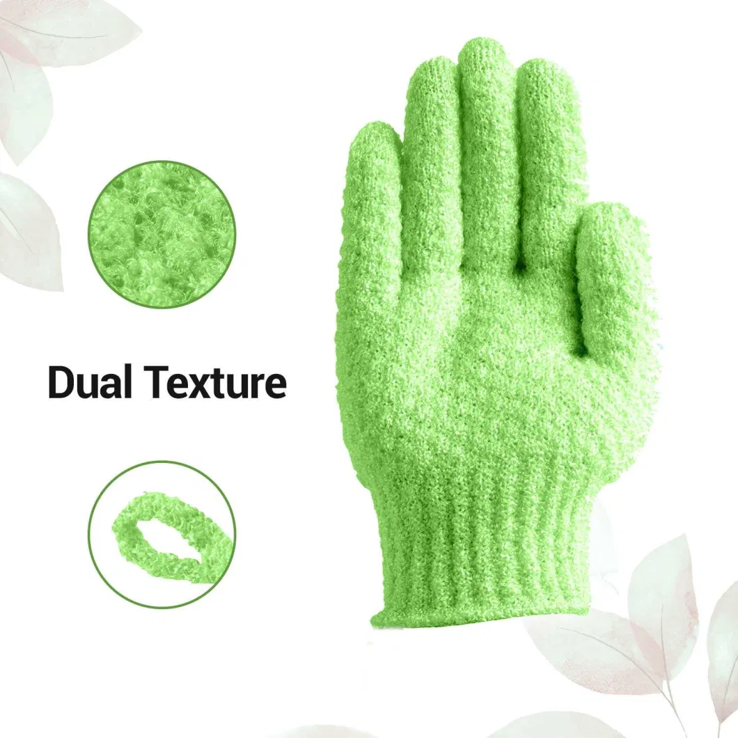 2023 Hot Double Sided Five Fingers Gloves Shower Brushes SPA Massage Dead Skin Remover Body Scrubber Exfoliating Bath Gloves