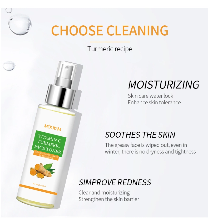 OEM Skin Care Supplier Skin Moisturizing Toner Soothing Anti-Acne Brightening Turmeric Face Spray Facial Toner