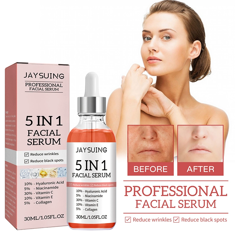 Wholesale 5 in 1 Private Label Korean Skincare Anti Aging Hyaluronic Acid Collagen Niacinamide Vitamin C E Skin Care Face Serum