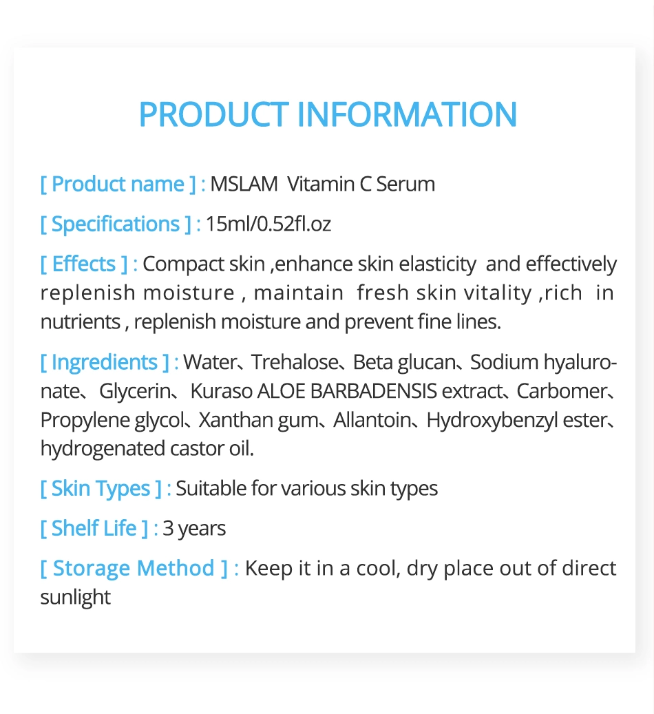 Mslam Hydrating Brightening Whitening and Moisturizing Skin Care Facial Care Hyaluronic Acid Essence Serum