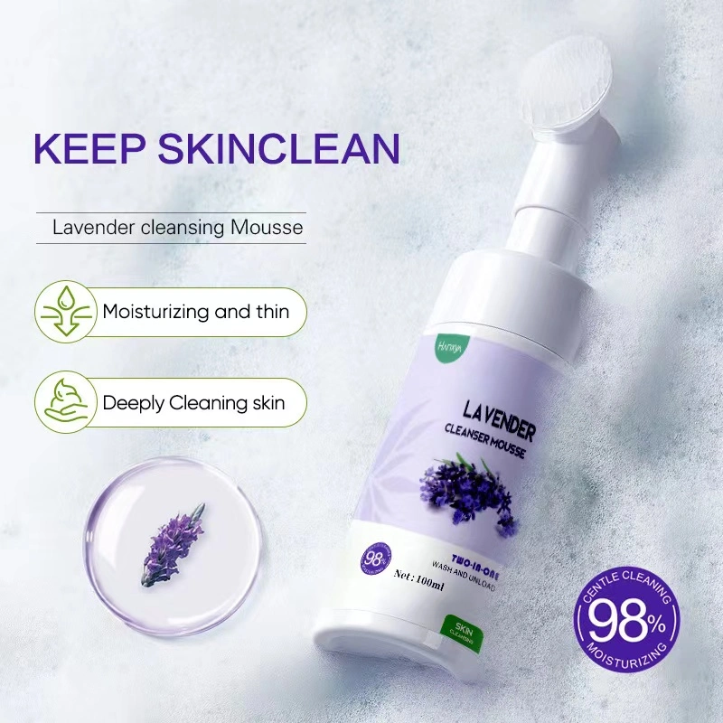 OEM Amino Acid Vitamin C Deep Cleansing Skin Care Mousse Remove Makeup Moisturizing Face Wash Foaming Facial Cleanser with Brush