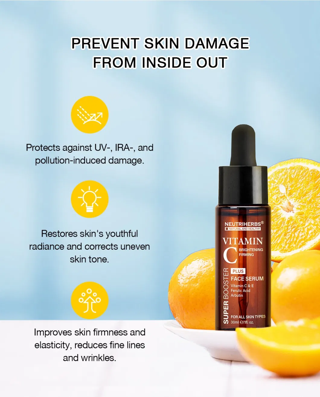 Private Label Anti Aging Skin Care Whitening Vitamin C Plus Serum