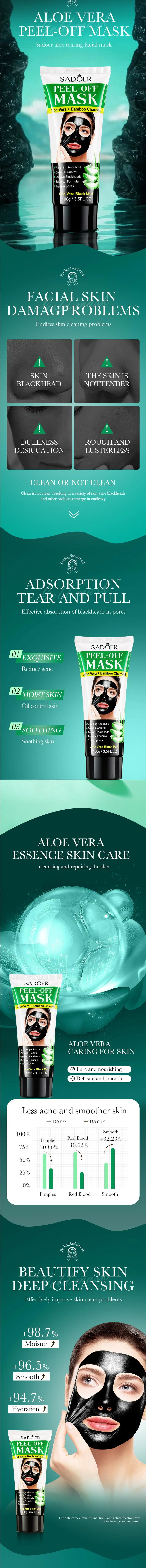 Online Wholesale and Retail Natural Organic Aloe Vera Rose Gold Facial Care Face and Nose Cleansing Peel off Black Mask for Blackhead Remover