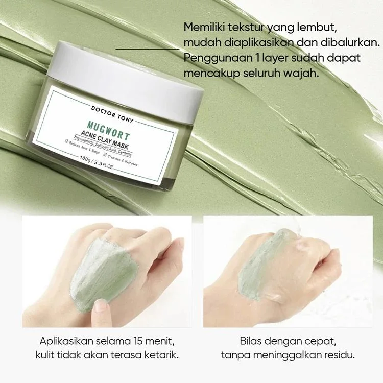 Wholesale Private Label Natural Skin Care Deep Cleansing Brightening Facial Mask Mugwort Anti Acne Clay Mud Mask