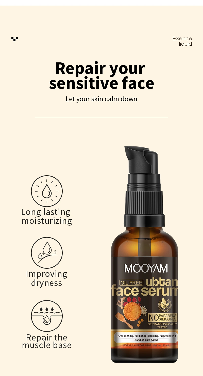 Private Label Facial Ubtan Turmeric Brightening Dark Spots Vegan Face Serum