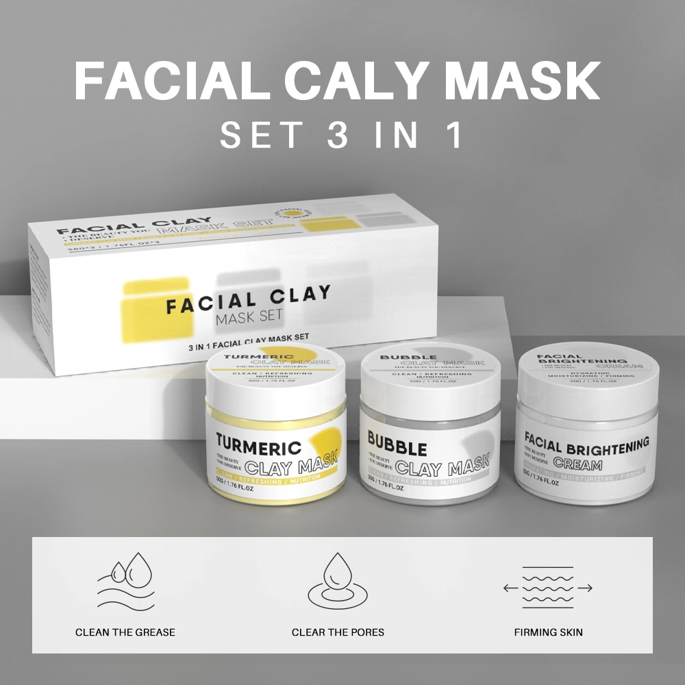 Private Label Vegan Exfoliating Skincare Purifying Face Clay Mask Deep Cleansing Facial Mud Mask Whitening Clay Mask Kit