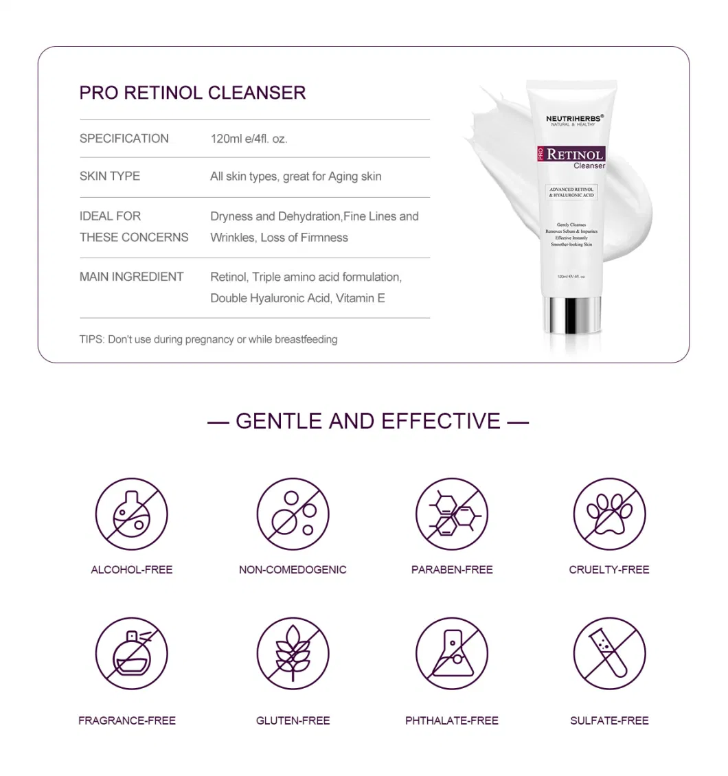 OEM Skin Care Smooth The Skin Skin Remove Dirt Retinol Face Cleanser