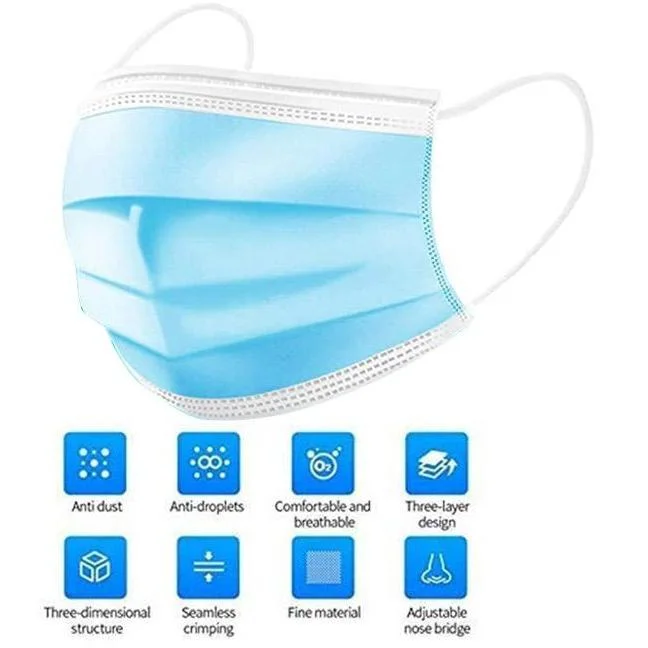 Heat-Resisting Frost-Resisting Blue Film Surgical Face Mask with Good Service