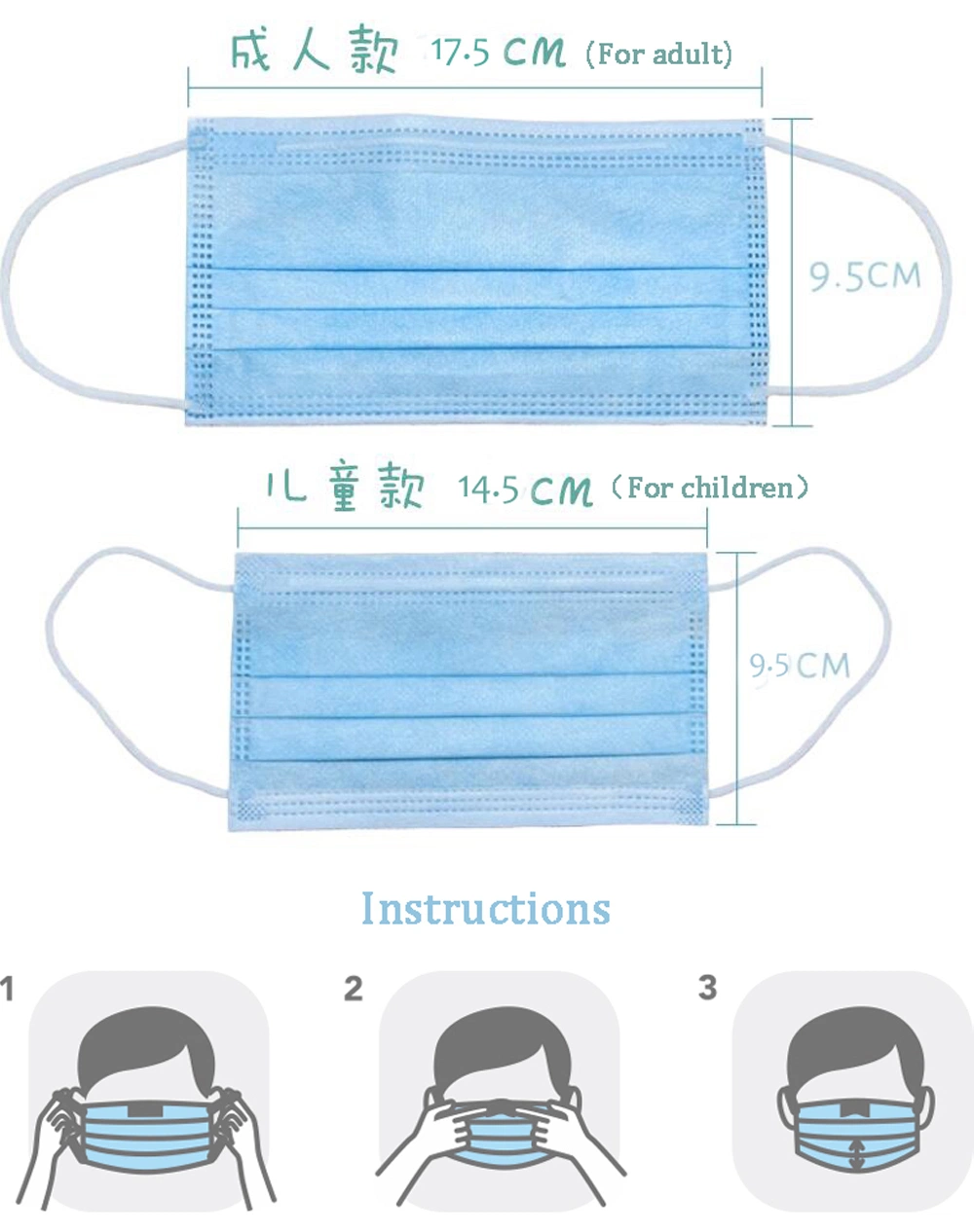 Medical Filter Melt Blown Fabric Protective Disposable Face Mask