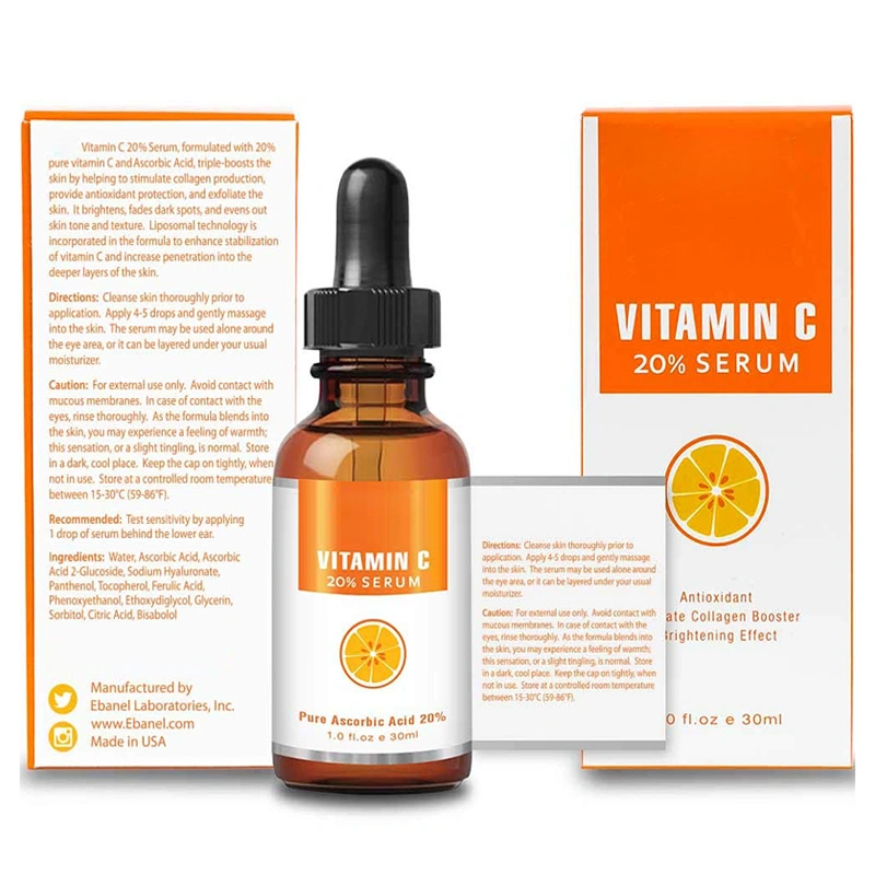 Private Label Pure Organic 20% Vitamin C Facial Skin Care Brightening Lightening Serum