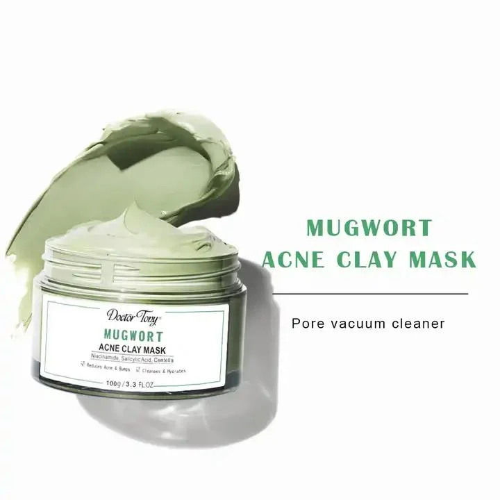 Wholesale Private Label Natural Skin Care Deep Cleansing Brightening Facial Mask Mugwort Anti Acne Clay Mud Mask