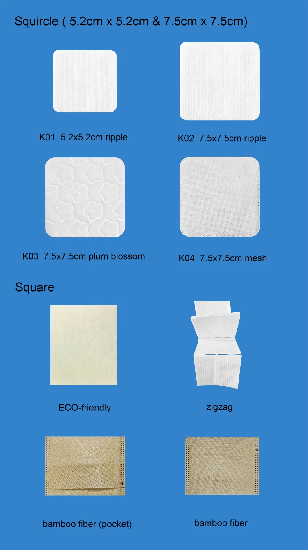 Premium Exfoliating Square Distinct Raised Textured Surface Cotton Pad Cosmetic