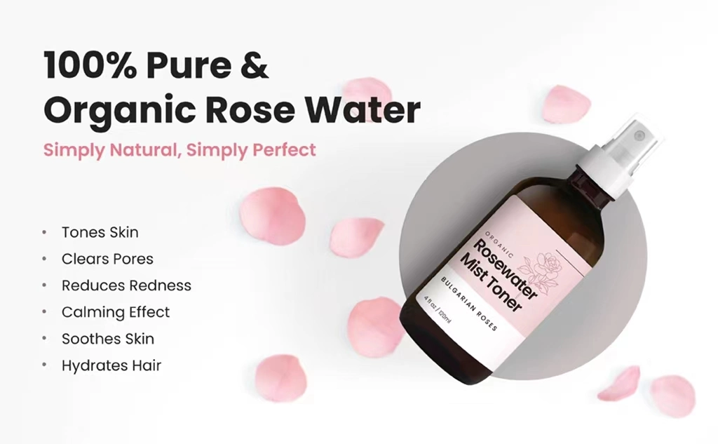 Natural Organic Whitening Rose Water Skin Care Toner Glow Essence with Niacinamide Hydrating Face Toner for All Skin