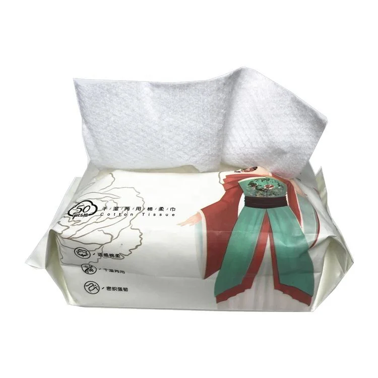 100% Cotton Dry Wipes Disposable Cotton Facial Tissue Manufacturer China