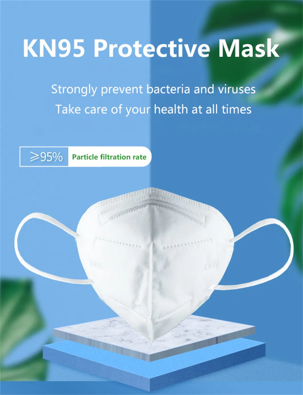 Breathable and Comfortable Non-Woven Fabric Soft Earloop 5ply KN95 Face Mask