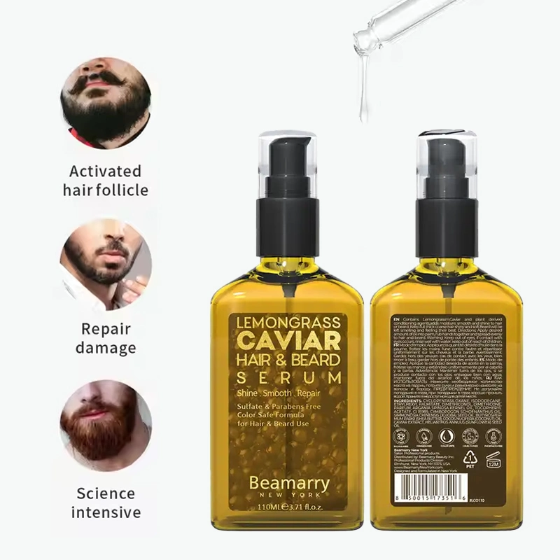 Beamarry Private Label OEM ODM Hair Care Hair Beard Treatment Lemongrass Caviar Hair &amp; Beard Serum for Hair &amp; Beard