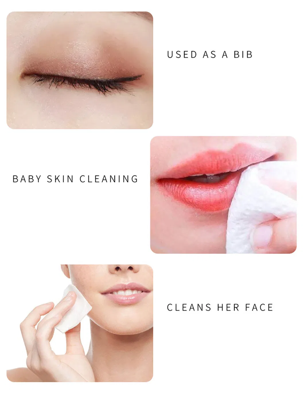 Pre-Moistened Facial Wet Tissue Face Eye Lip Wipe Face Makeup Remover Cleansing Wet Wipes