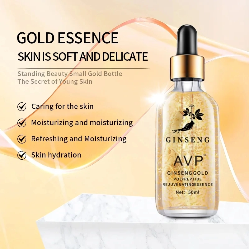 Private Label 50ml Ginseng Whitening Skin Care Face Serum Anti Aging Moisturizer Pure 24K Gold Facial Serum