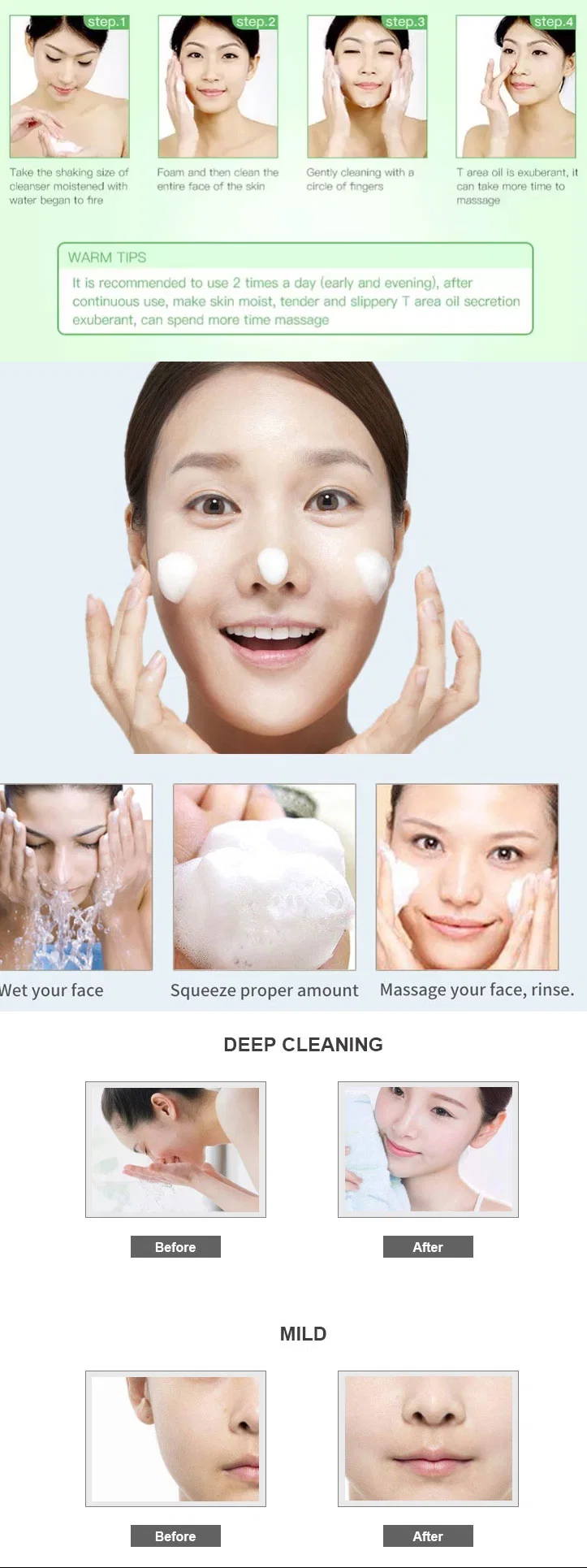 OEM Improving Texture and Pores Gently Cleansing Skin Smooth Skin Care Facial Cleanser