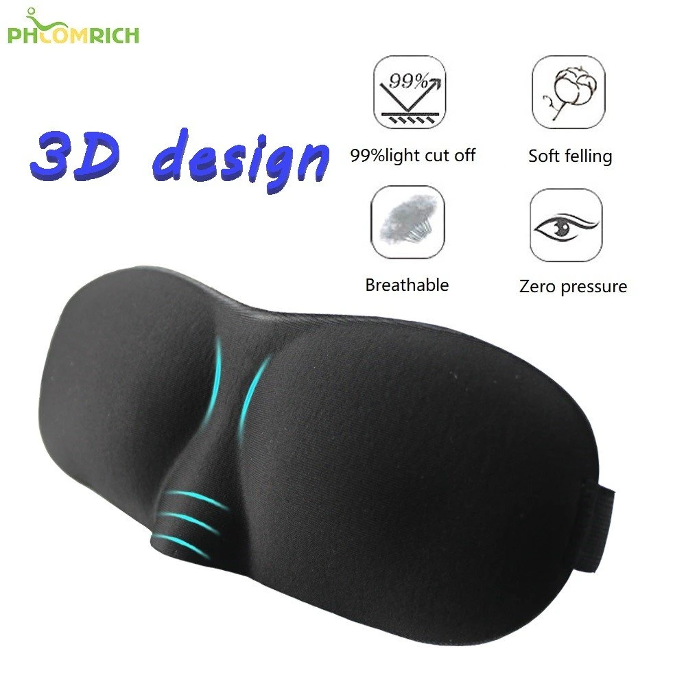 Sleep Mask with Adjustable Strap 3D Contoured Shape Good Night Eyeshade