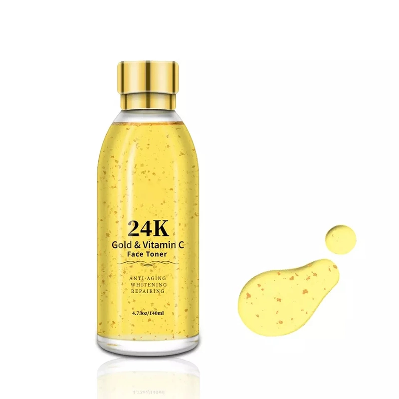 OEM Customized Logo Brand Skincare Glowing Radiance and Anti-Aging Wrinkle Essence Face Toner 24K Gold