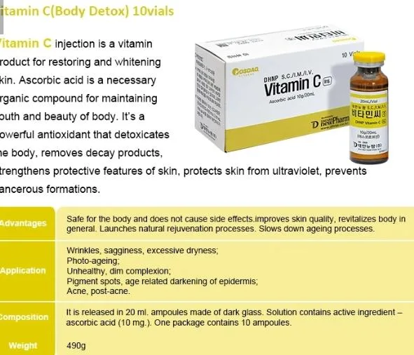 Skin Whitening Moisturizing Injectable Vitamin C Ascorbic Acid IV Injection