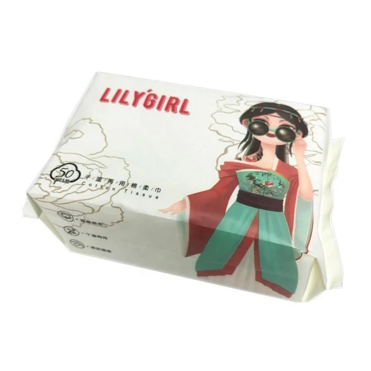 100% Cotton Dry Wipes Disposable Cotton Facial Tissue Manufacturer China