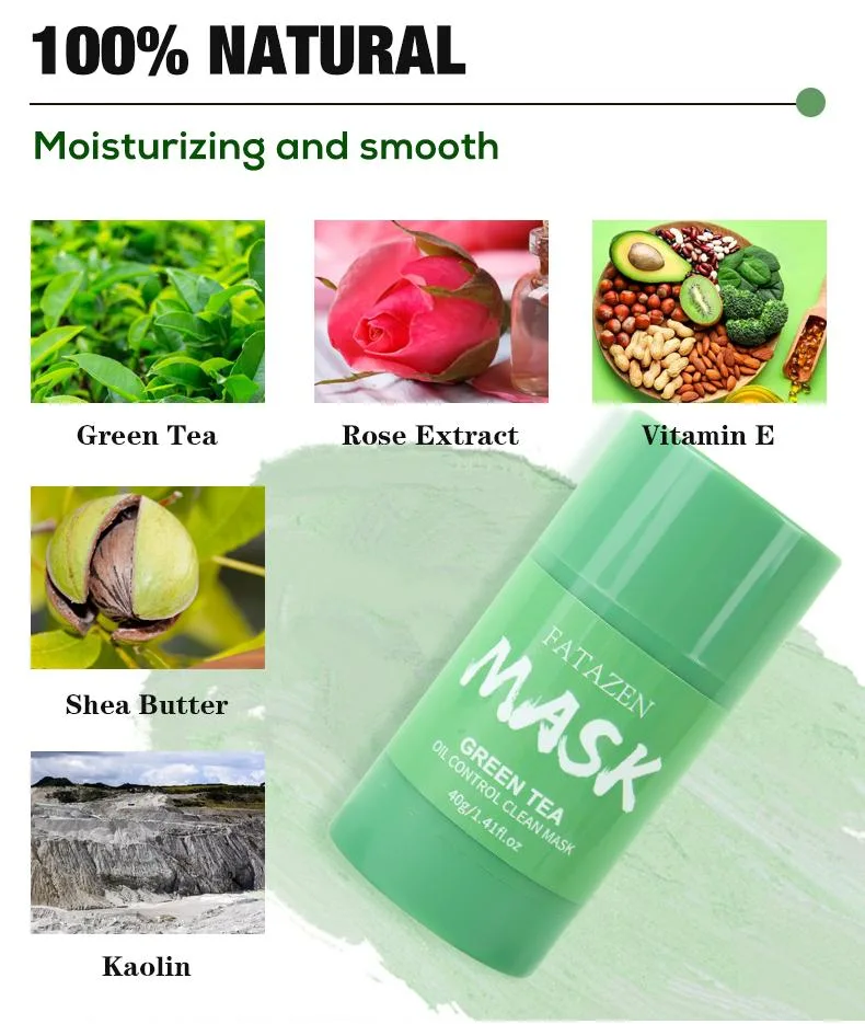 Organic Green Tea Deep Cleansing Blackhead Acne Removal Smoothing Facial Mud Mask