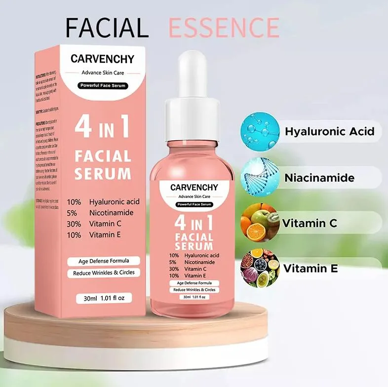 Online Wholesale in 4 in 1 Face Serum Moisturizing and Moisturizing Powerful Four in One Facial Essence Serum Vitamin C Serum Nicotinamide Hyaluronic Acid Serum