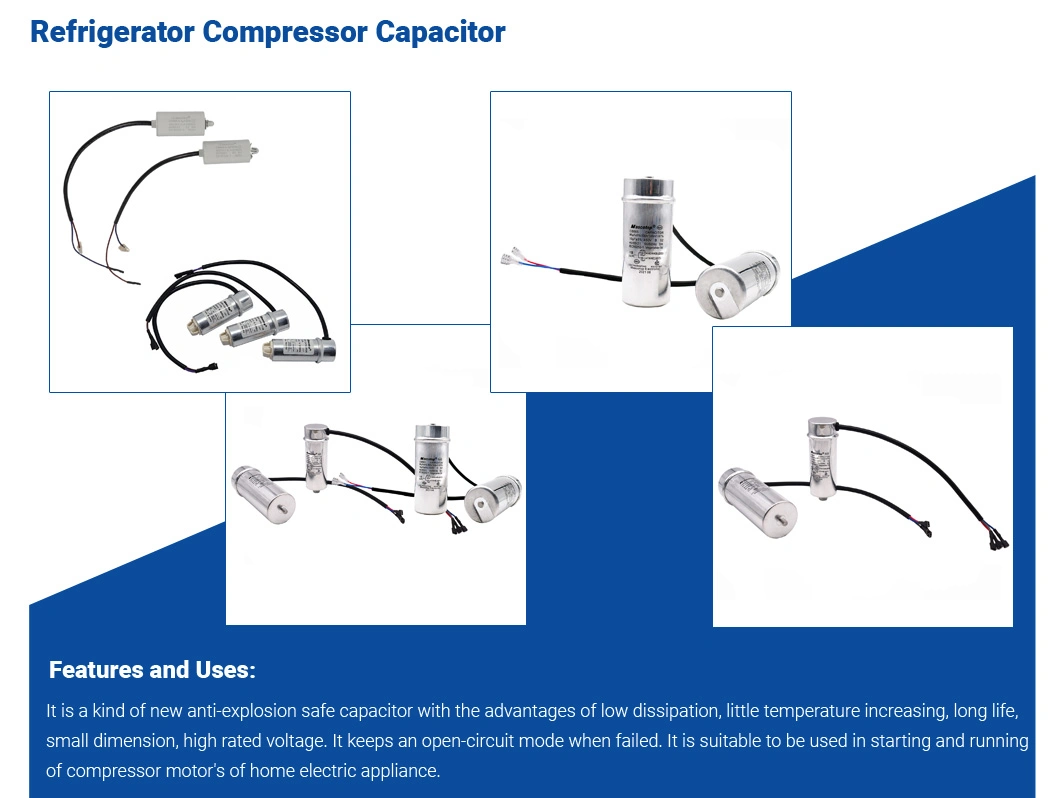 2024 New Mascotop Refrigerator Compressor Capacitor Capacitor with Best Price Made in China Used in Refrigerator