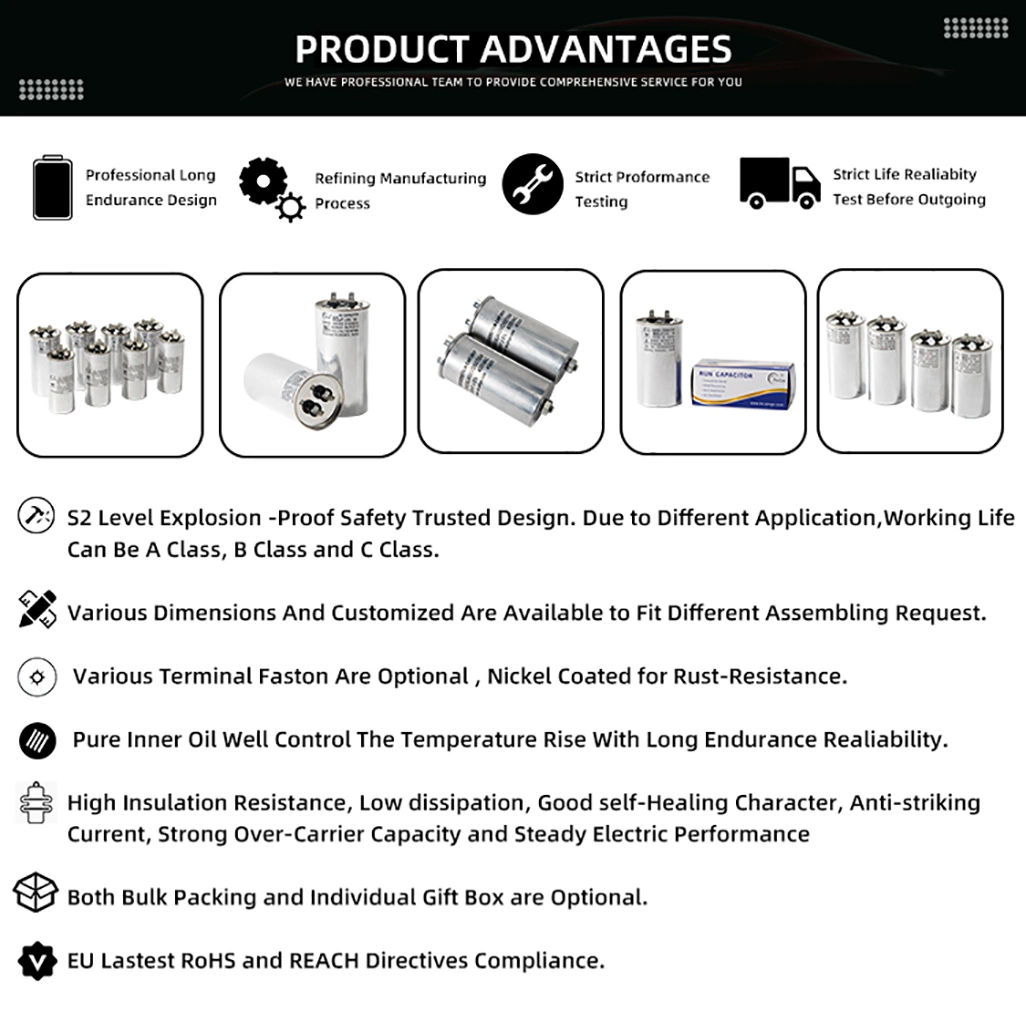 Pinge Capacitor Air Conditioner Parts Capacitor Cbb65 450V 30UF for AC Motor